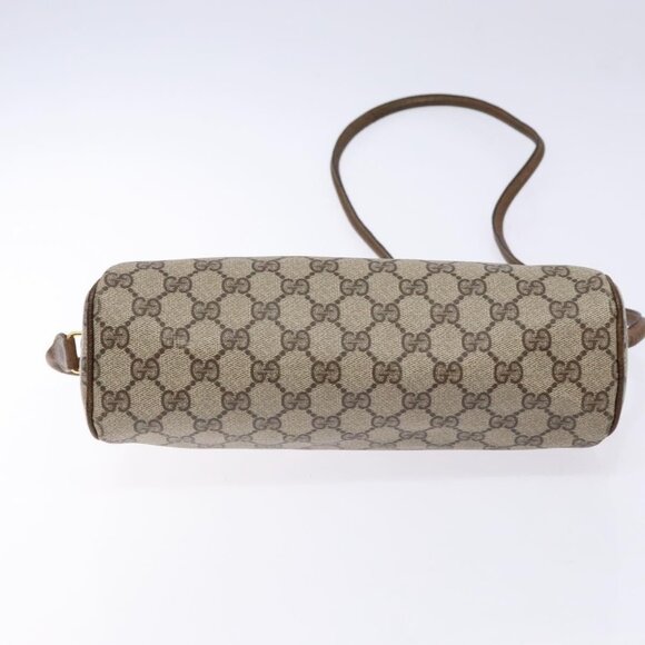 GUCCI GG Supreme Web Sherry Line Shoulder Bag PVC Beige Gold Auth sw1153 - Picture 6 of 16